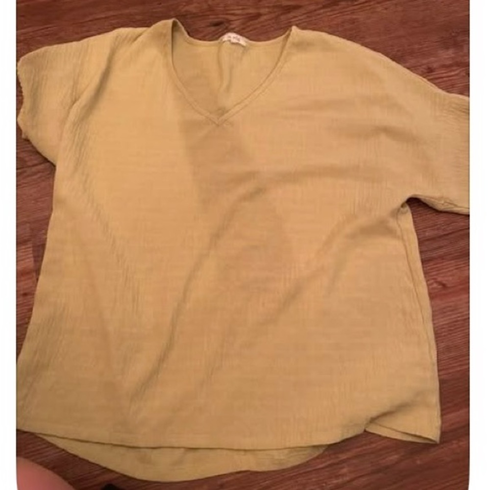 Elegant V-Neck Blouse in Soft Yellow